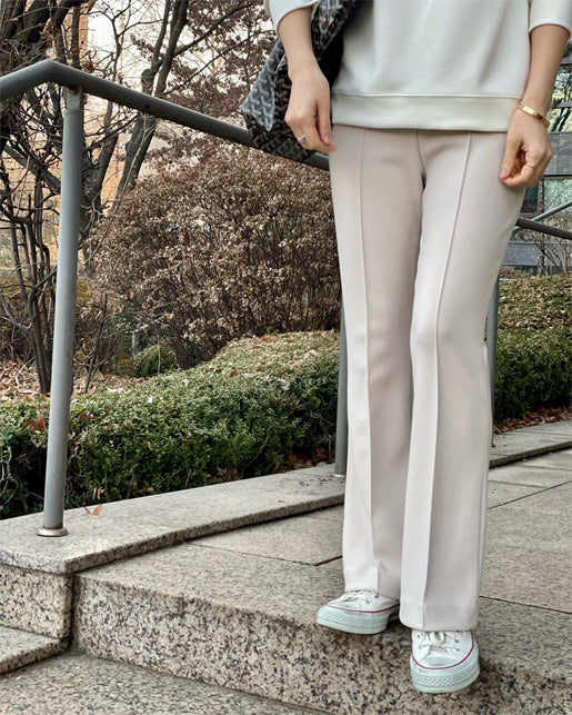 Pintuck Semi Bootcut Pants 