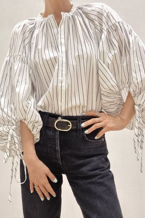 Big Puff Sleeves Round Neck Blouse