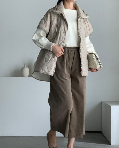 Diamond Quilted Oversized Vest Jacket