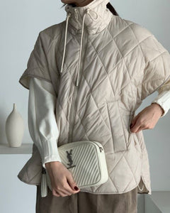Diamond Quilted Oversized Vest Jacket 