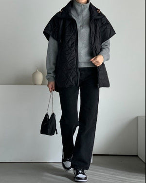 Diamond Quilted Oversized Vest Jacket