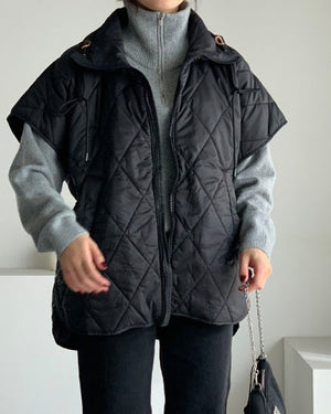 Diamond Quilted Oversized Vest Jacket