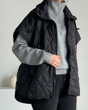 Diamond Quilted Oversized Vest Jacket