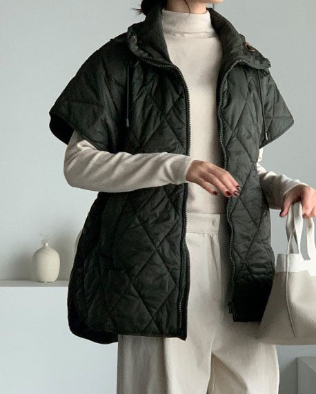 Diamond Quilted Oversized Vest Jacket
