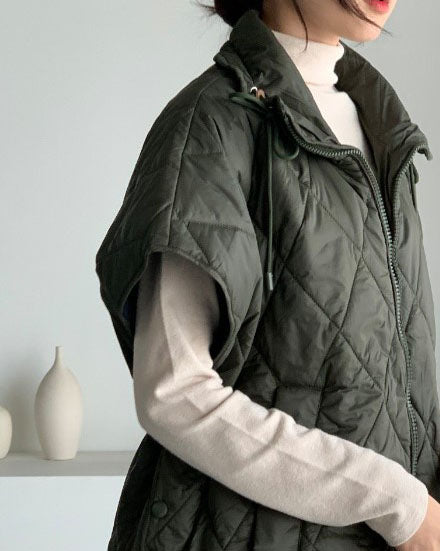 Diamond Quilted Oversized Vest Jacket
