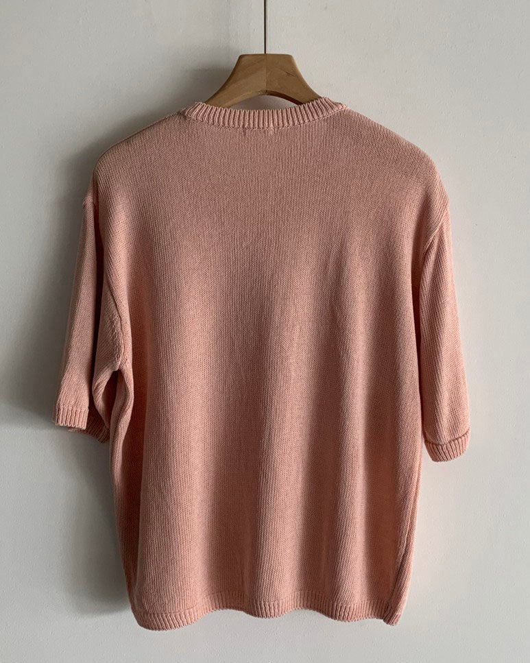 Round Neck Short Sleeve Knit Top