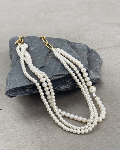 Three Layered Pearl Necklace 